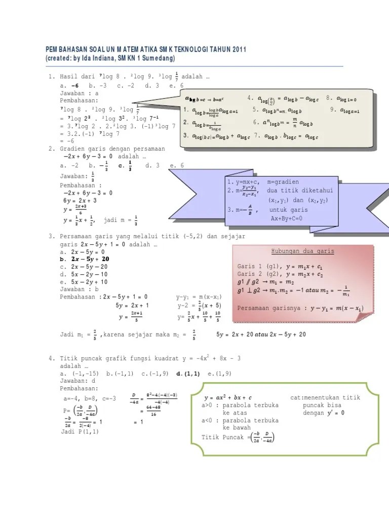 We did not find results for soal unbk matematika smk 2019 beserta jawabannya. Pembahasan Soal Un Matematika Smk Teknologi Tahun 2011