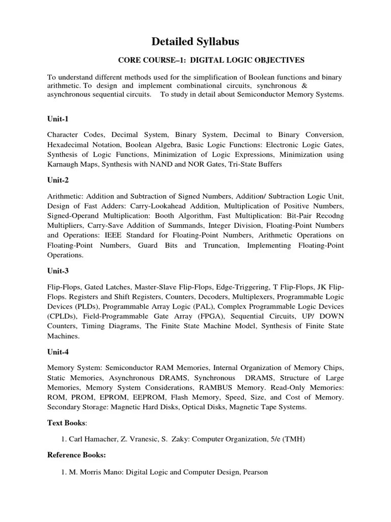 Digital Logic Syllabus | PDF