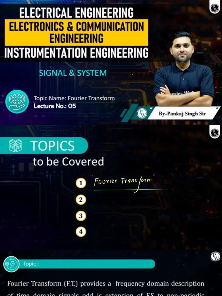 Fourier Transform (Lec 05) - Class Notes | PDF