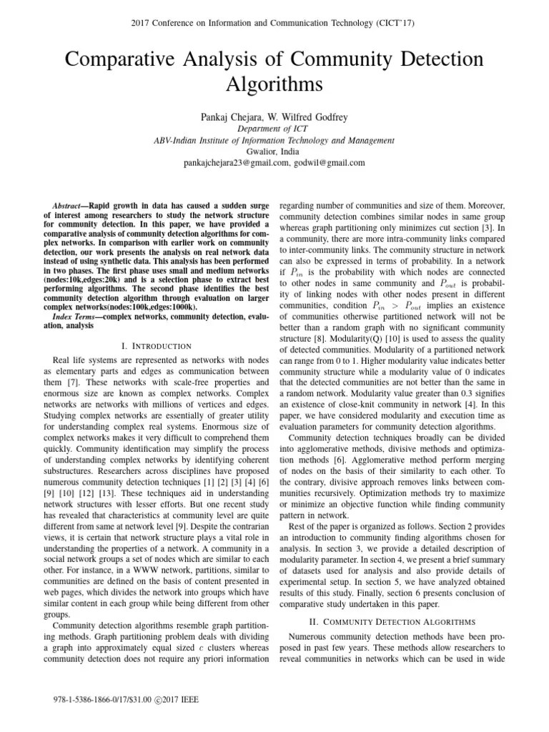 Comparative Analysis Of Community Detection Algorithms | PDF | Applied ...