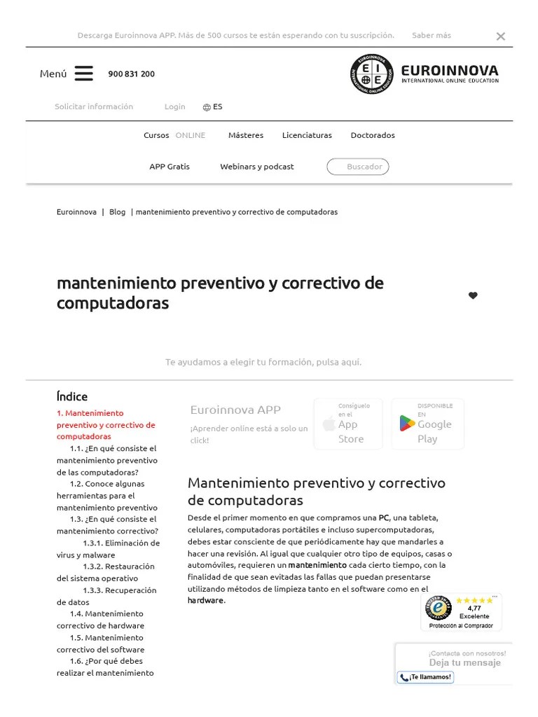 Mantenimiento De Computadoras - Preventivo Vs. Correctivo | PDF | Malware | Virus De Computadora
