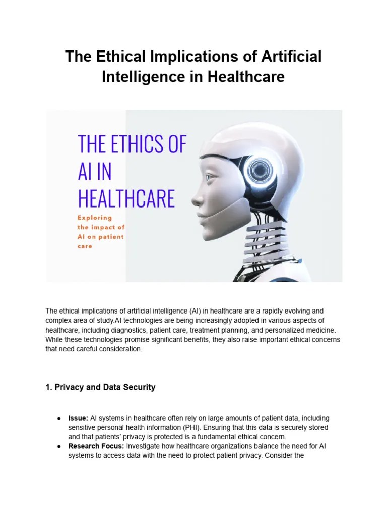 Ethical Implication Of Ai In Healthcare Pdf Artificial Intelligence