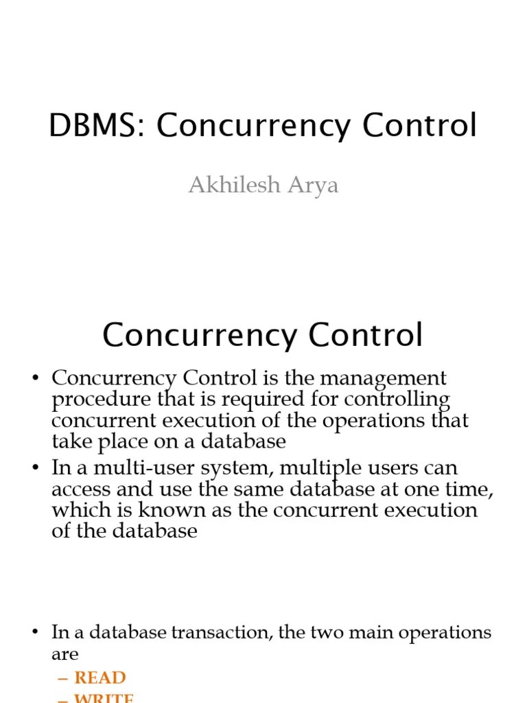 11-DBMS- Concurrency Control | PDF | Database Transaction | Operating ...