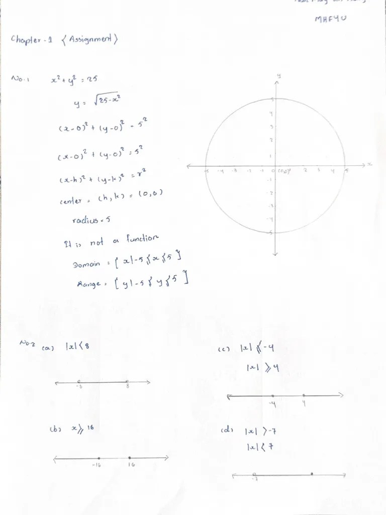 MHF4U Chapter-1 Assignment | PDF