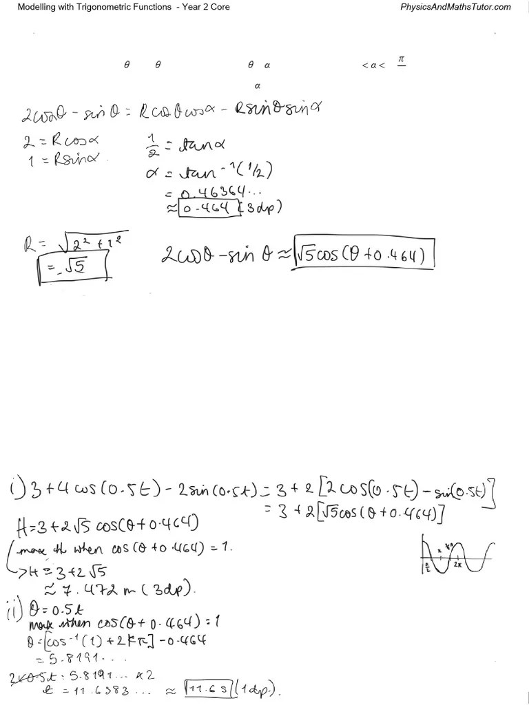 Modelling With Trigonometric Functions QP | PDF | Functions And ...