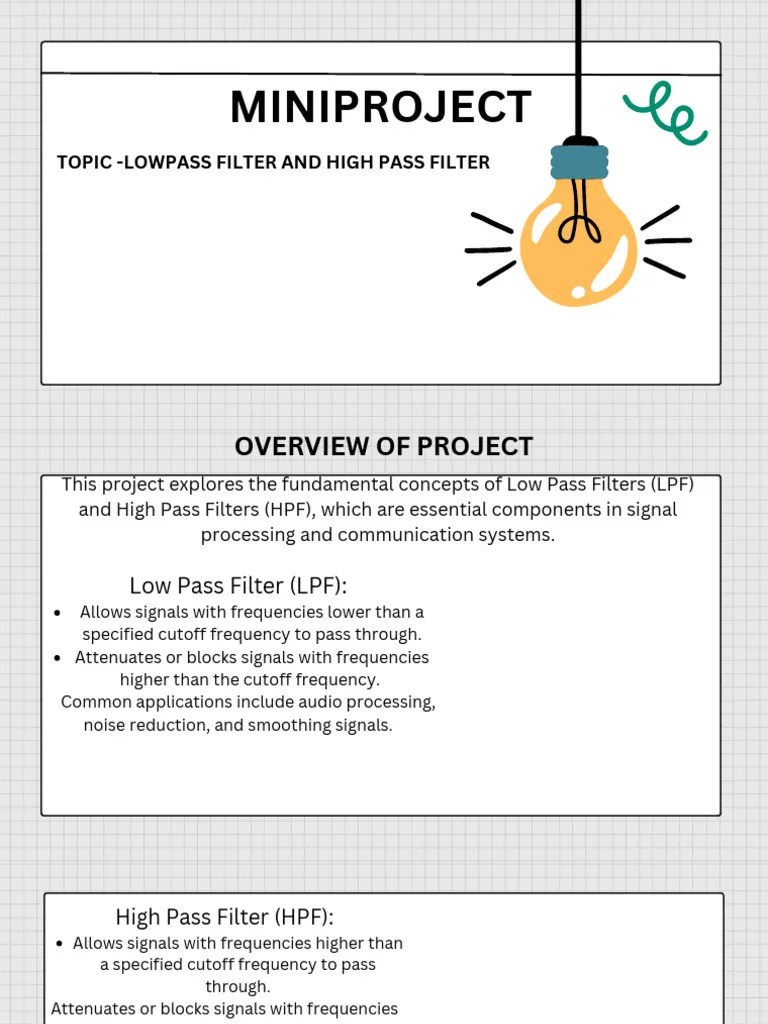 Lowpass And Highpass Filter Project | PDF | Low Pass Filter | Filter (Signal Processing)