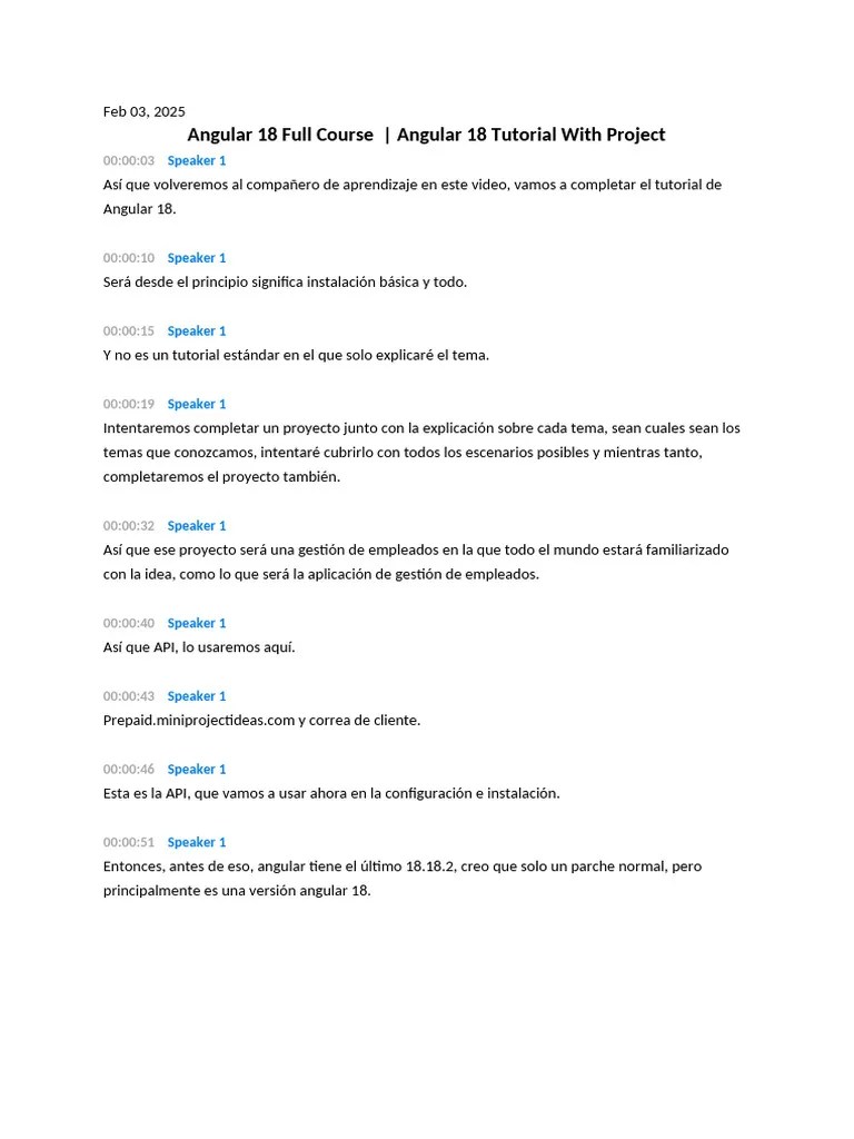 Angular 18 Full Course _ Angular 18 Tutorial With Project (Spanish) | PDF