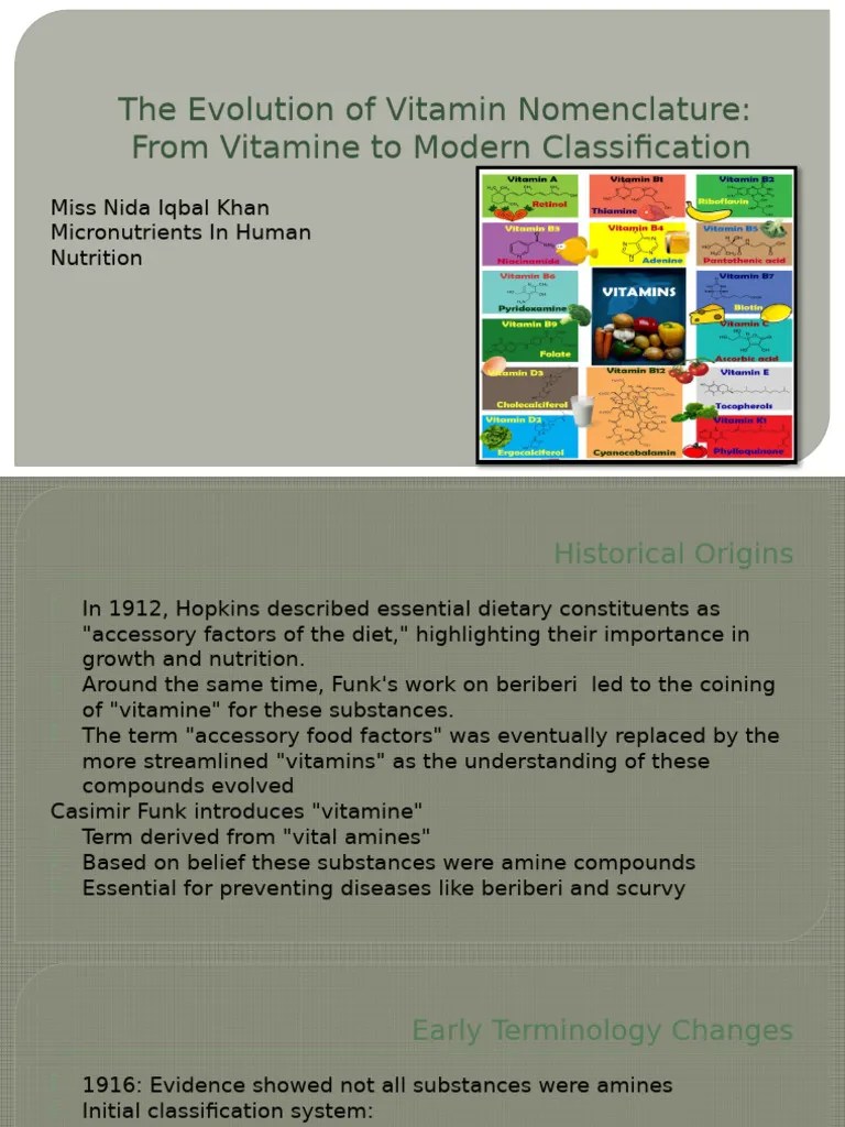 The Evolution Of Vitamin Nomenclature From Vitamine To Modern Classification | PDF | Vitamin ...