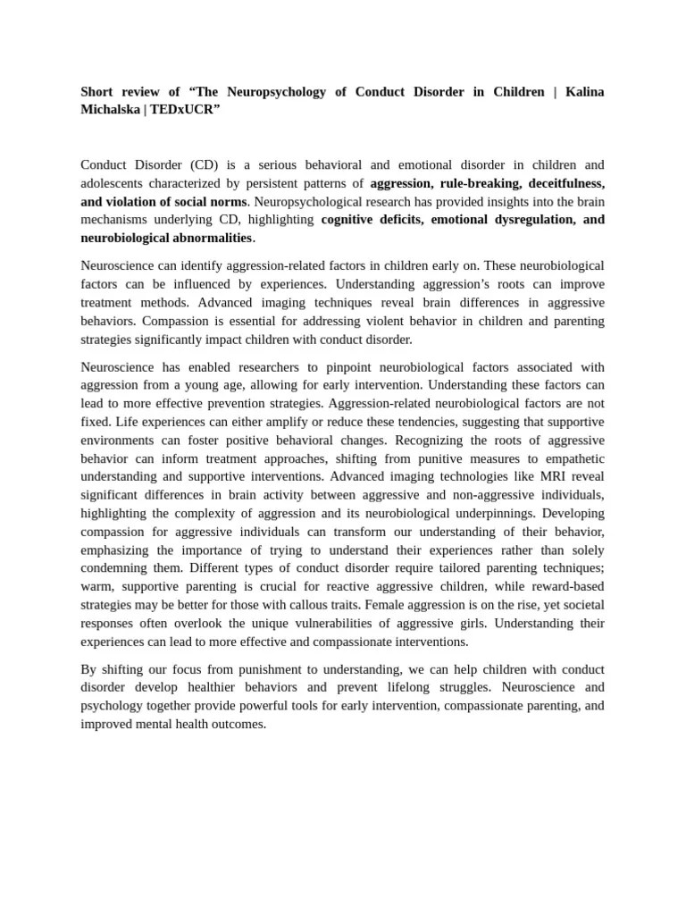 Conduct Disorder | PDF | Mental Disorder | Aggression