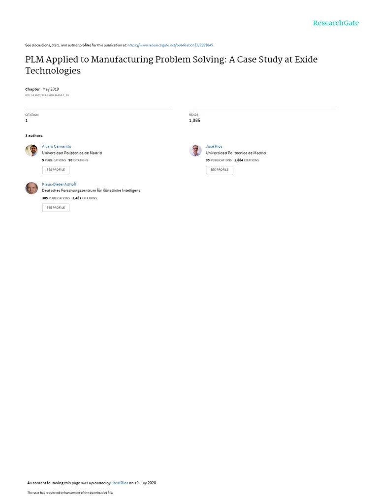 PLM Applied To Manufacturing Problem Solving: A Case Study At Exide Technologies | PDF ...