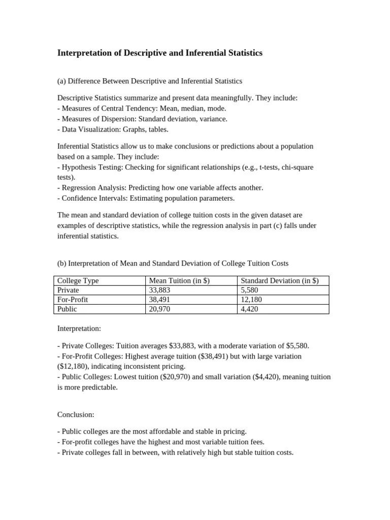 Descriptive Vs Inferential Statistics | PDF