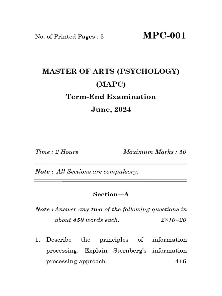 MPC-001 Cognitive Psychology, Learning And Memory | PDF | Creativity ...