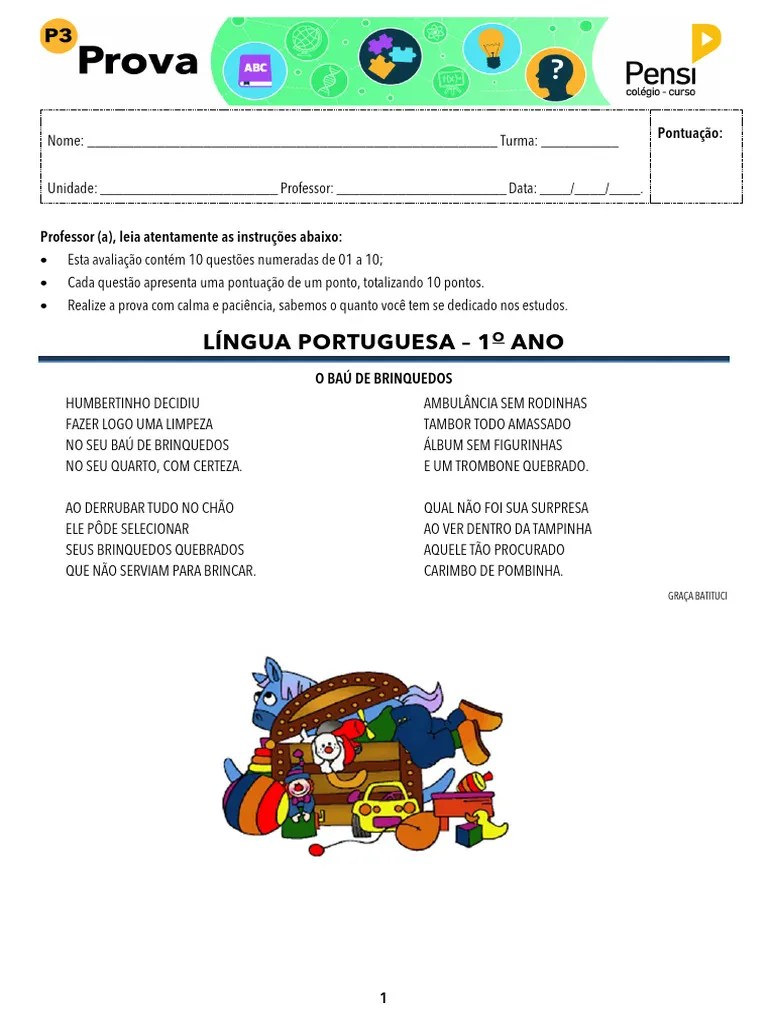 1o Ano P3 Lingua Portuguesa | PDF
