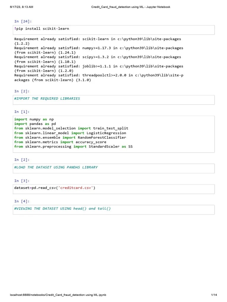 Credit - Card - Fraud - Detection Using ML - Jupyter Notebook2 | PDF ...