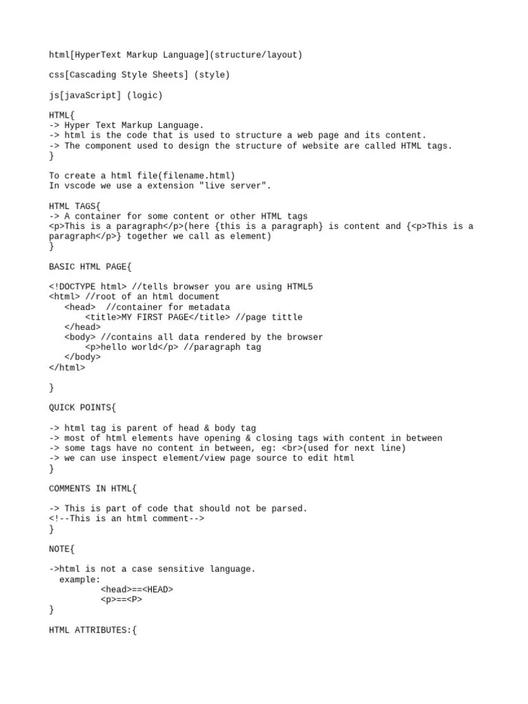 Html_notes | PDF | Html | Html Element