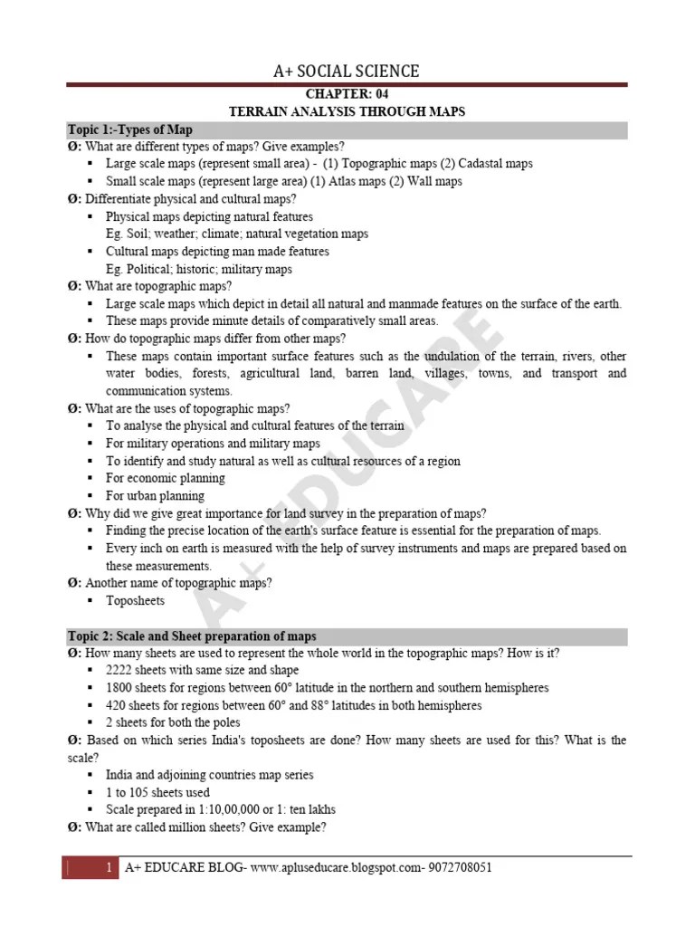 Landscape Analysis Through Map Pdf Contour Line Map