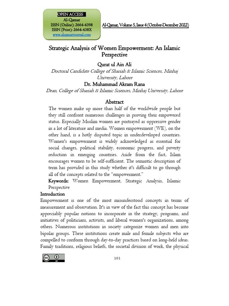 Strategic Analysis Of Women Empowerment: An Islamic Perspective | PDF ...