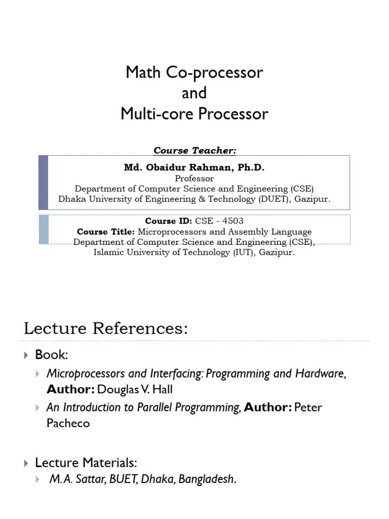 Lecture-14 (Co-processor And Multi-core Processor) | PDF | Multi Core ...