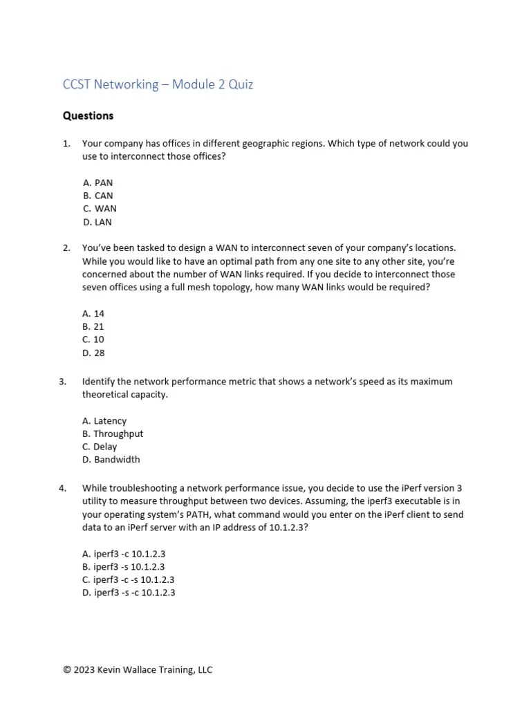 CCST Networking - Module 2 Quiz | PDF | Computer Network | Information ...