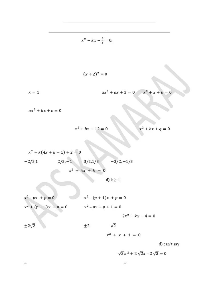QUADRATIC EQUATION | PDF | Quadratic Equation | Numbers