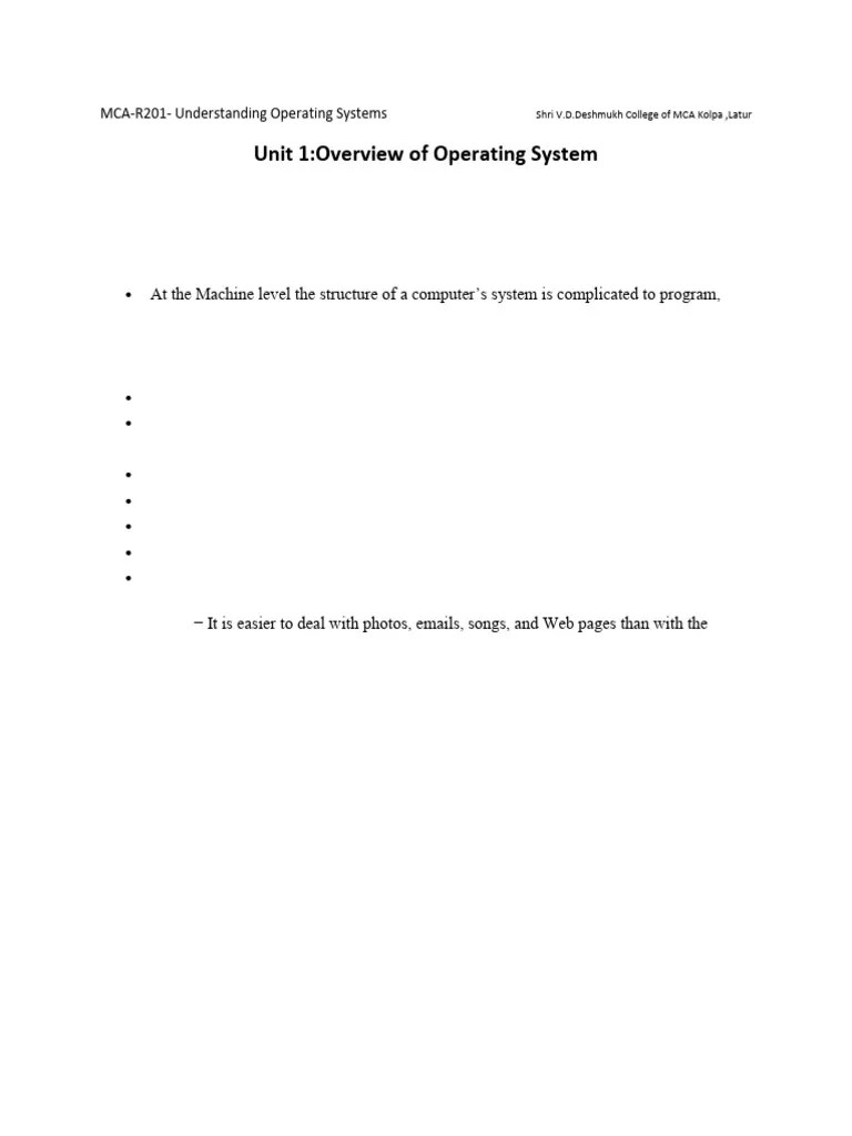 Unit 1 Overview Of Operating System | PDF | Kernel (Operating System ...