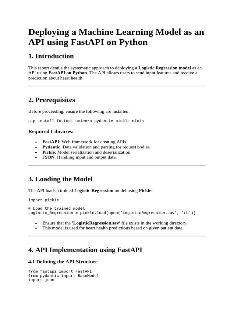 Deploying A Machine Learning Model As An API Using FastAPI On Python ...