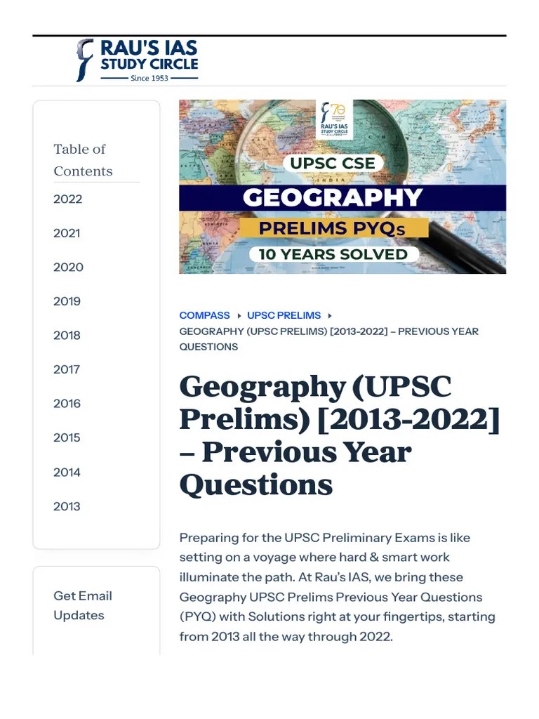 Geography (UPSC Prelims) (2013-2022) - Previous Year Questions - Rau's IAS | PDF | Forests ...