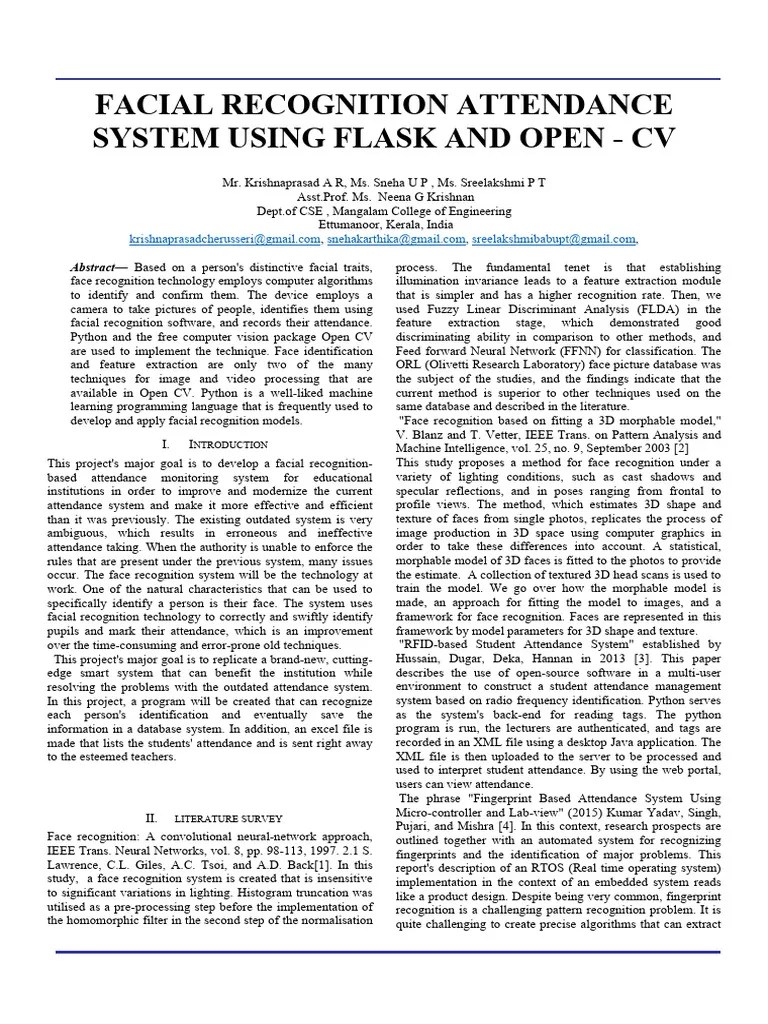 Facial Recognition Attendance System Using Flask And Open CV ICCIDT2K23 ...