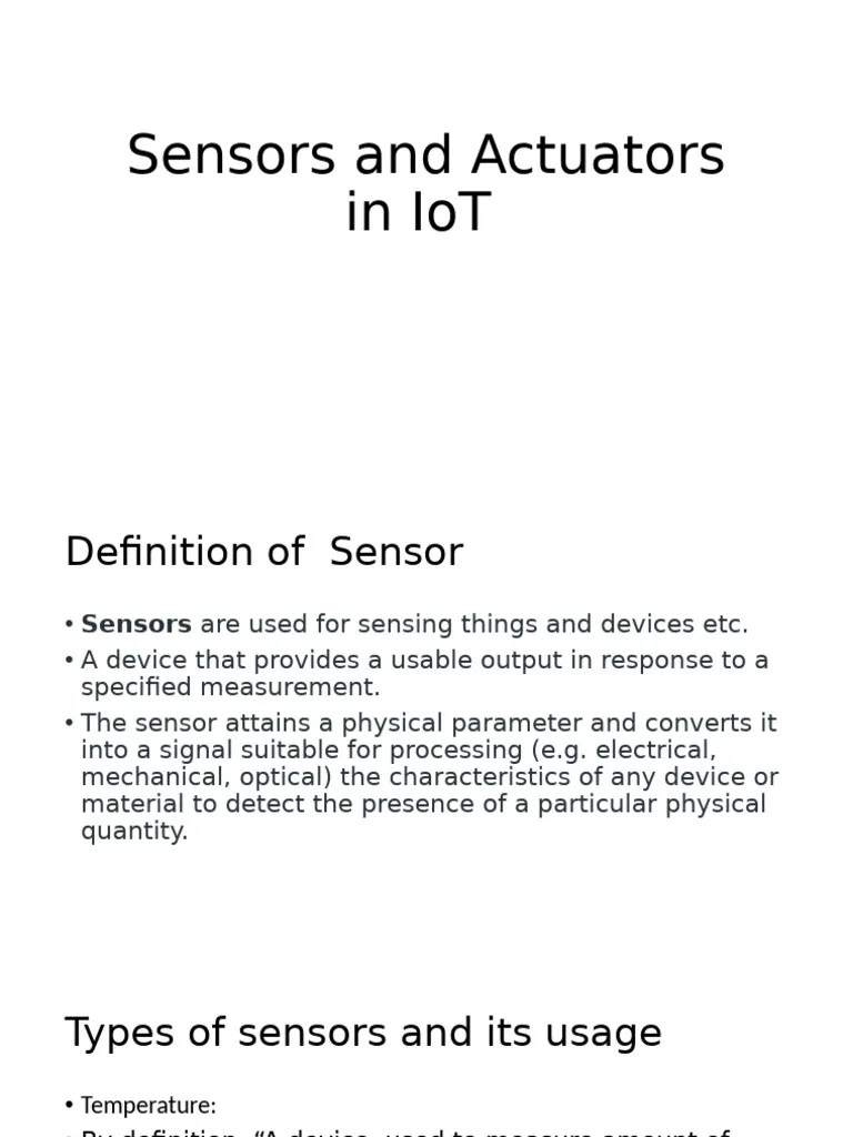 Sensors And Actuators In IoT - CH3 | PDF | Actuator | Sensor
