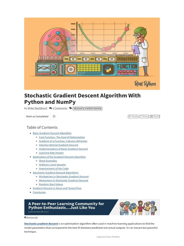 Stochastic Gradient Descent Algorithm With Python And NumPy – Real ...