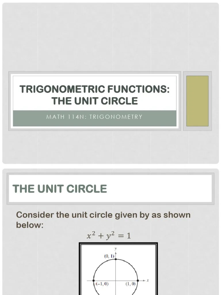 Trigonometric Functions The Unit Circle | PDF | Trigonometric Functions ...