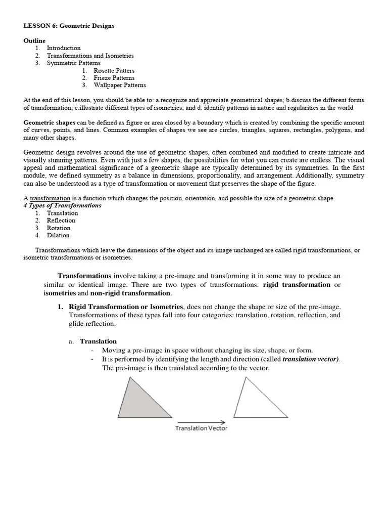 Lesson 6 Geometric Design For Students Pdf Shape Group Mathematics