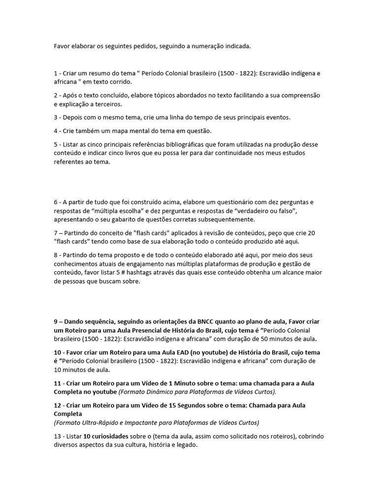 01 História Do Brasil - Colonial Brasileiro 1500 à 1822 - Escravidão ...