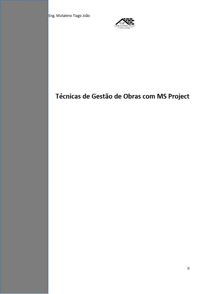 Técnicas De Gestão De Obras Com MS Project | PDF