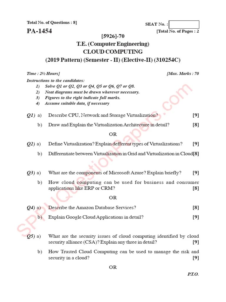 Be - Computer Engineering - Semester 6 - 2022 - November - Cloud ...