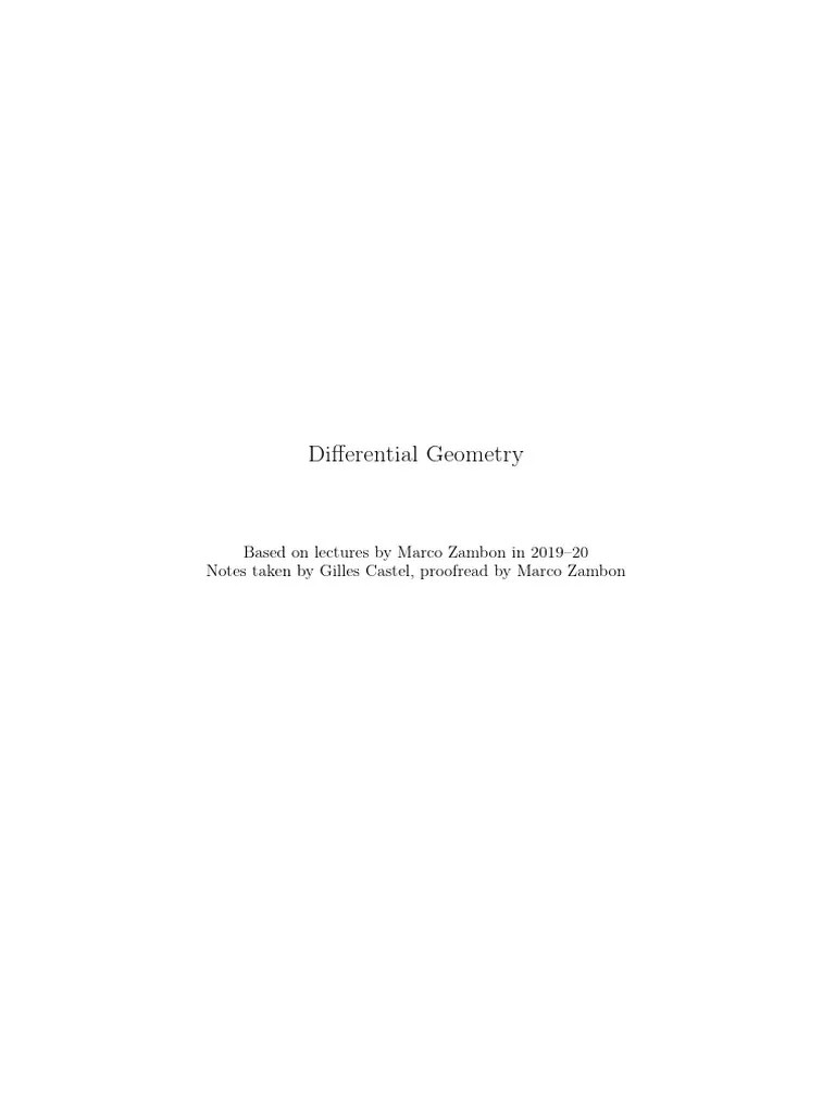 Differential Geometry Lecture Notes | PDF | Differentiable Manifold | Differential Form