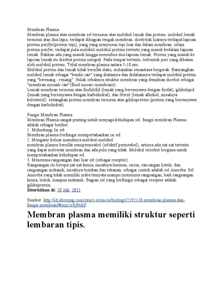Struktur Membran Sel Pengertian Fungsi Sifat Dan Sistemnya 