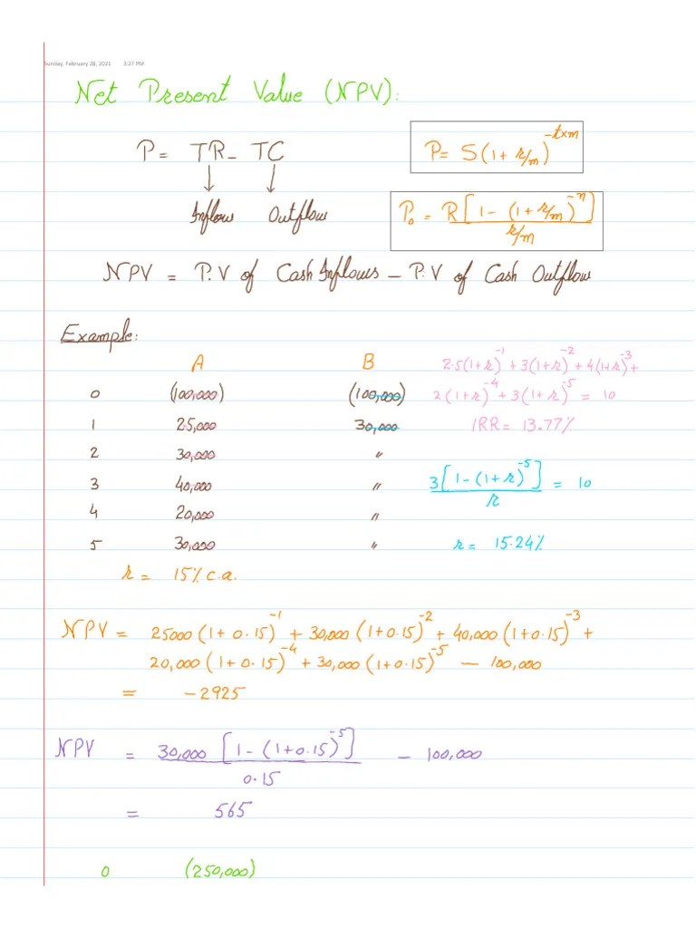 Ch. 6 Discounted Cash Flows - NPV & IRR Handouts | PDF
