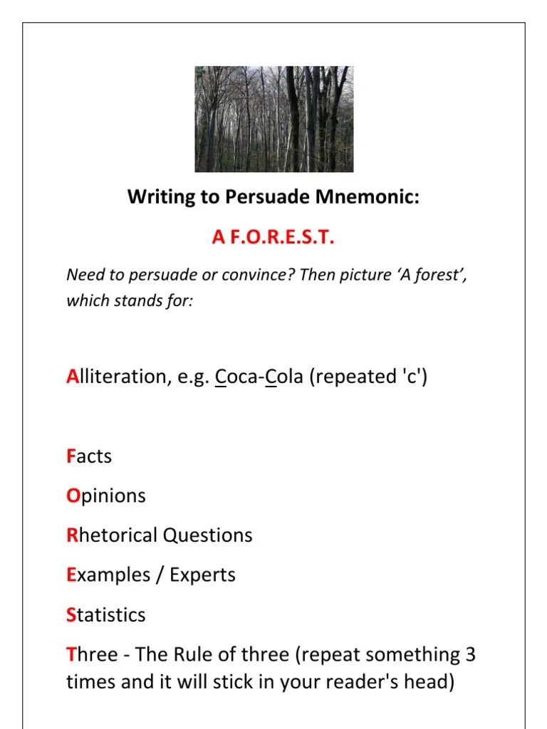 Persuasive Techniques A FOREST | PDF | Persuasion | Cognition