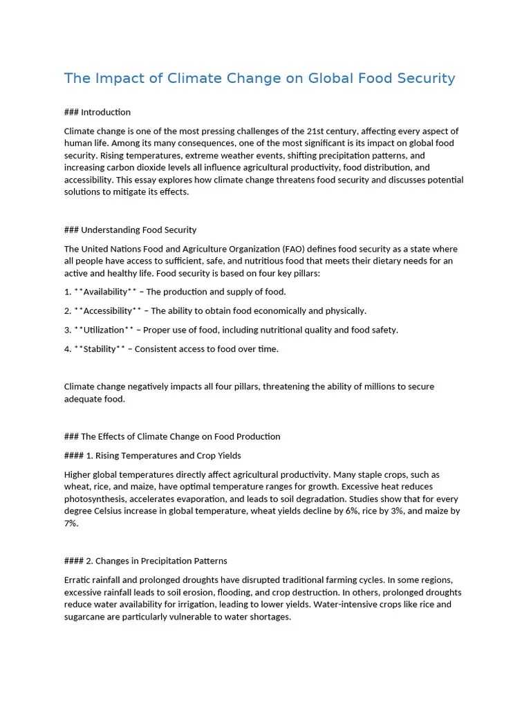 The Impact Of Climate Change On Global Food Security | PDF | Food Security | Agriculture