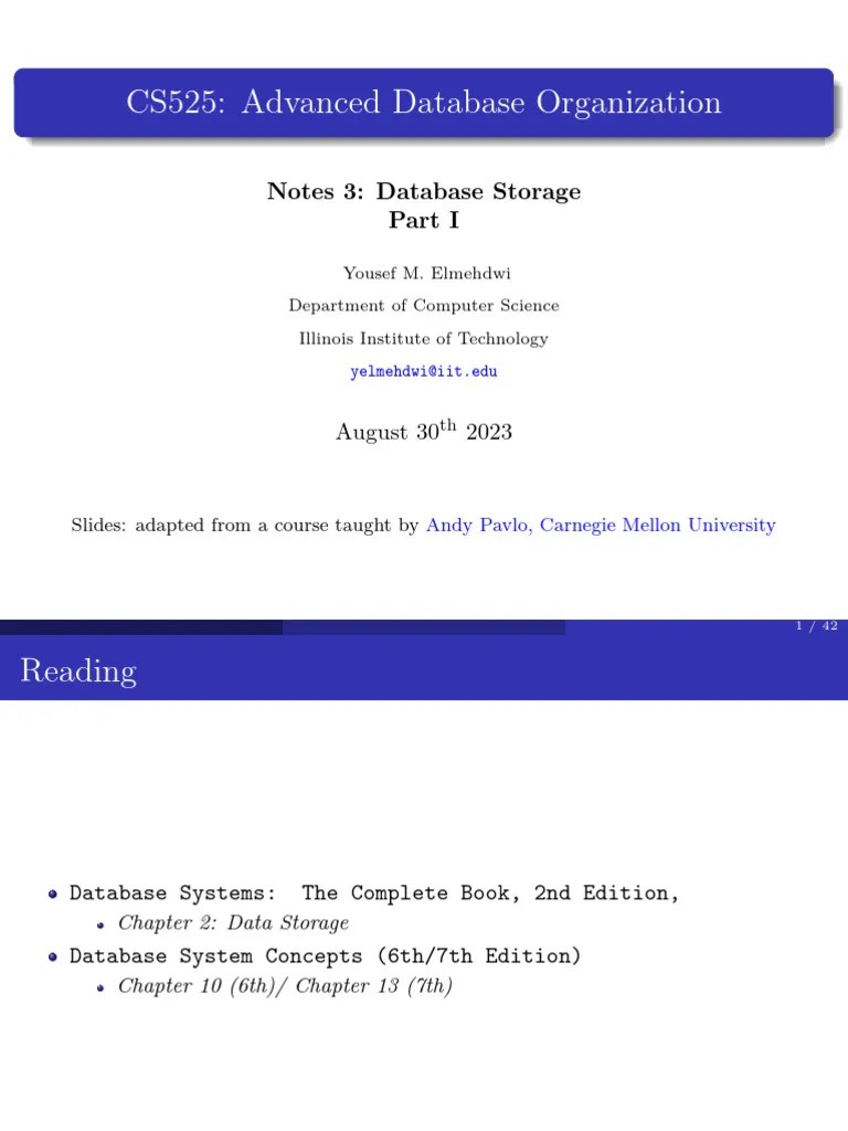 Notes 03 - Database Storage - I | PDF | Databases | Computer Data Storage