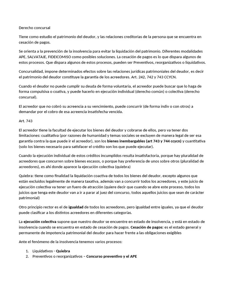 Derecho Concursal | PDF | Bancarrota | Liquidación