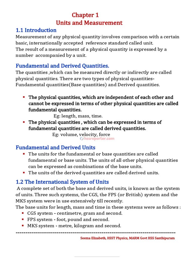 Plus One Physics Notes & Questions-2024-25 Seema TR - Hssreporter - Com ...