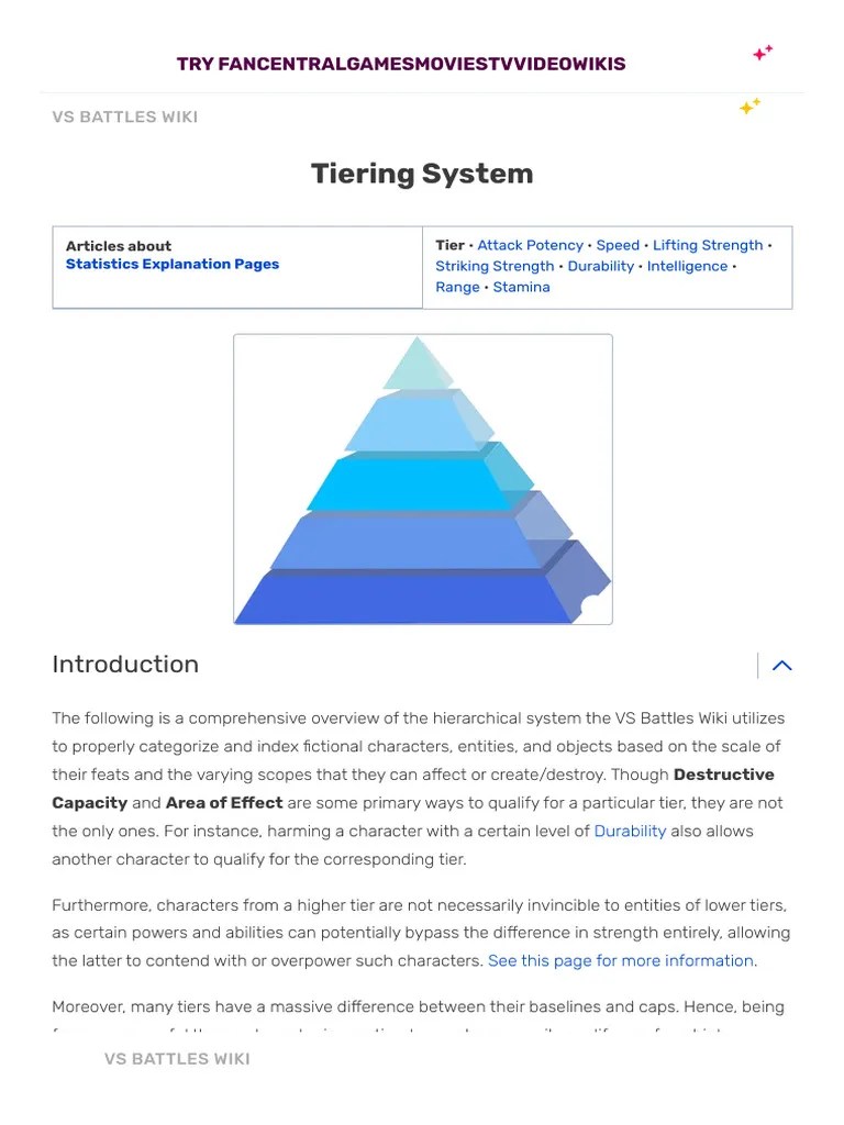 Tiering System - VS Battles Wiki - Fandom | PDF | Universe | Infinity