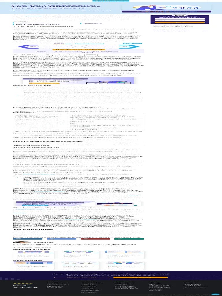 FTE Vs. Headcount The Key Differences HR Should Know | PDF ...