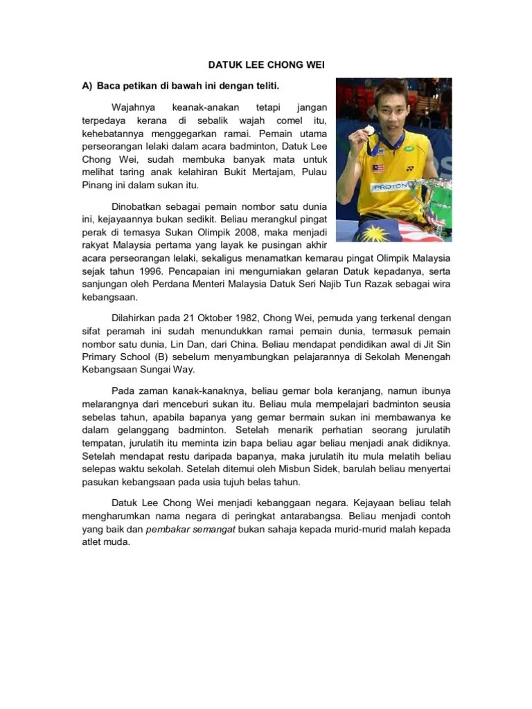 Sein letztes spiel bestritt lee chong wei im halbfinale der indonesia open am 7. Latar Belakang Datuk Lee Chong Wei