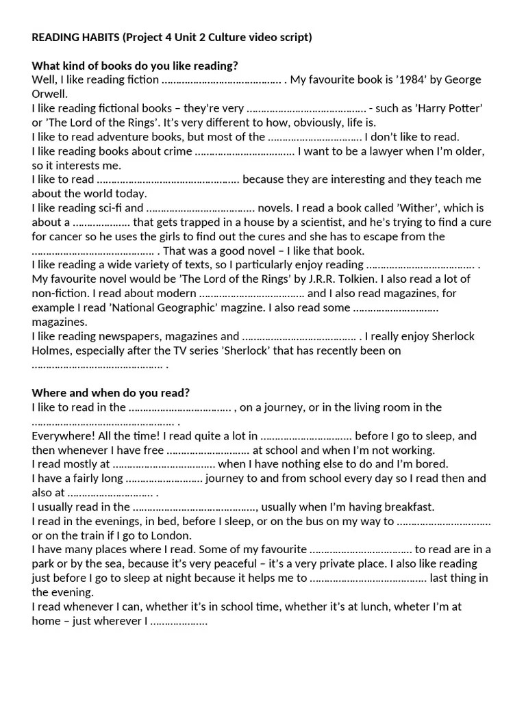 What Kind Of Books Do You Like Reading | PDF | The Lord Of The Rings ...