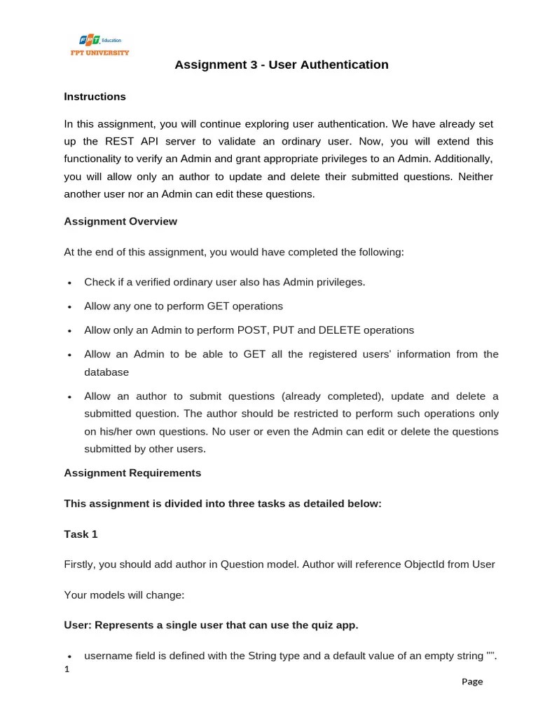 Assignment 3 - User Authentication | PDF | User (Computing) | Boolean ...