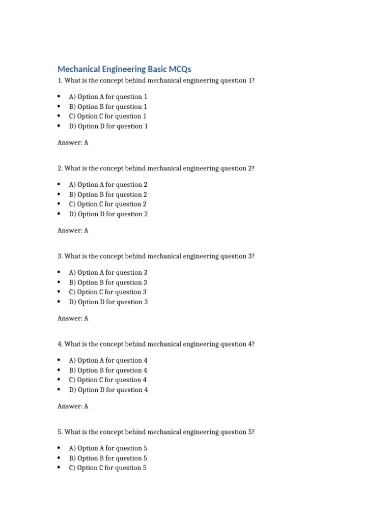 Mechanical Engineering Basic MCQ | PDF | Engineering | Mechanical ...