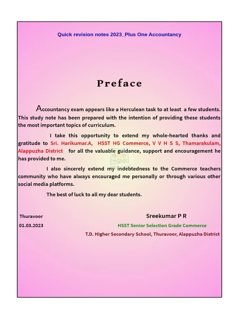 Hsslive Xi Acc Quick Revision Notes Sreekumar | PDF | Debits And ...